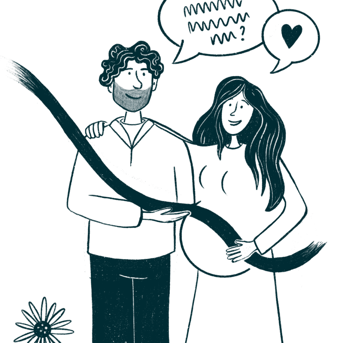 im_intro_Effets croisés Homme et femme qui se serrent et qui discutent. Ils parlent une langue étrangère.